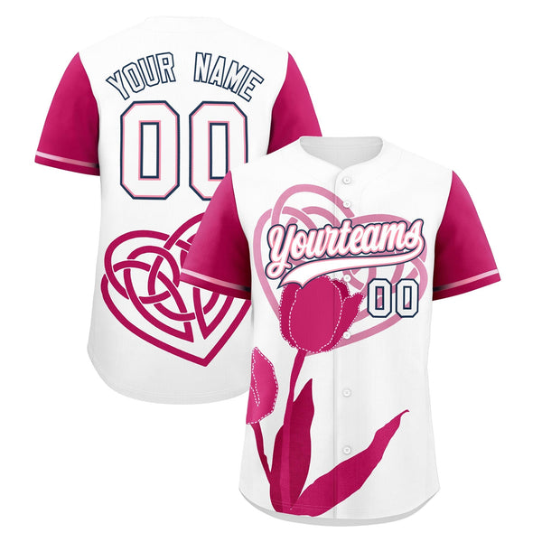 Custom White Light Pink Mother's Day Style Graffiti Pattern Stretch Fabric Personalized Gift for Mom Baseball Jersey | BuyFootballJersey