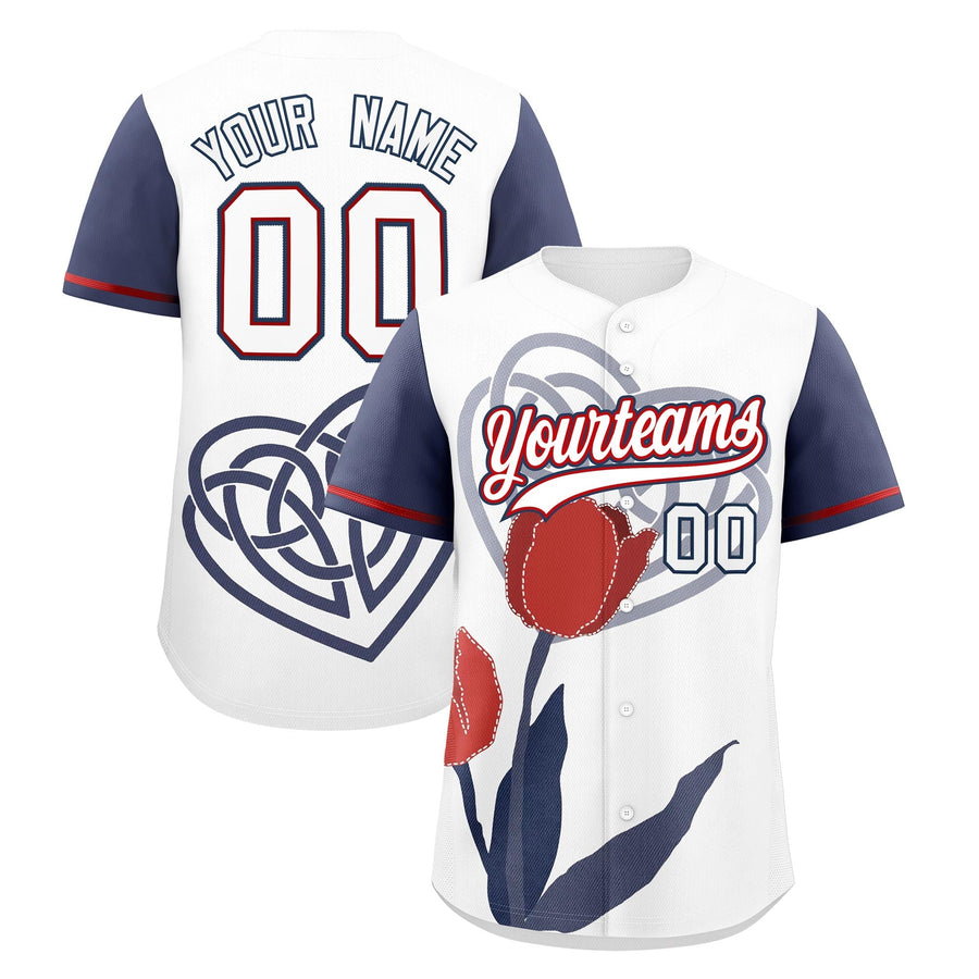 Custom White Midnight Blue Red Mother's Day Style Graffiti Pattern Quick Dry Personalized Gift for Mom Baseball Jersey | BuyFootballJersey