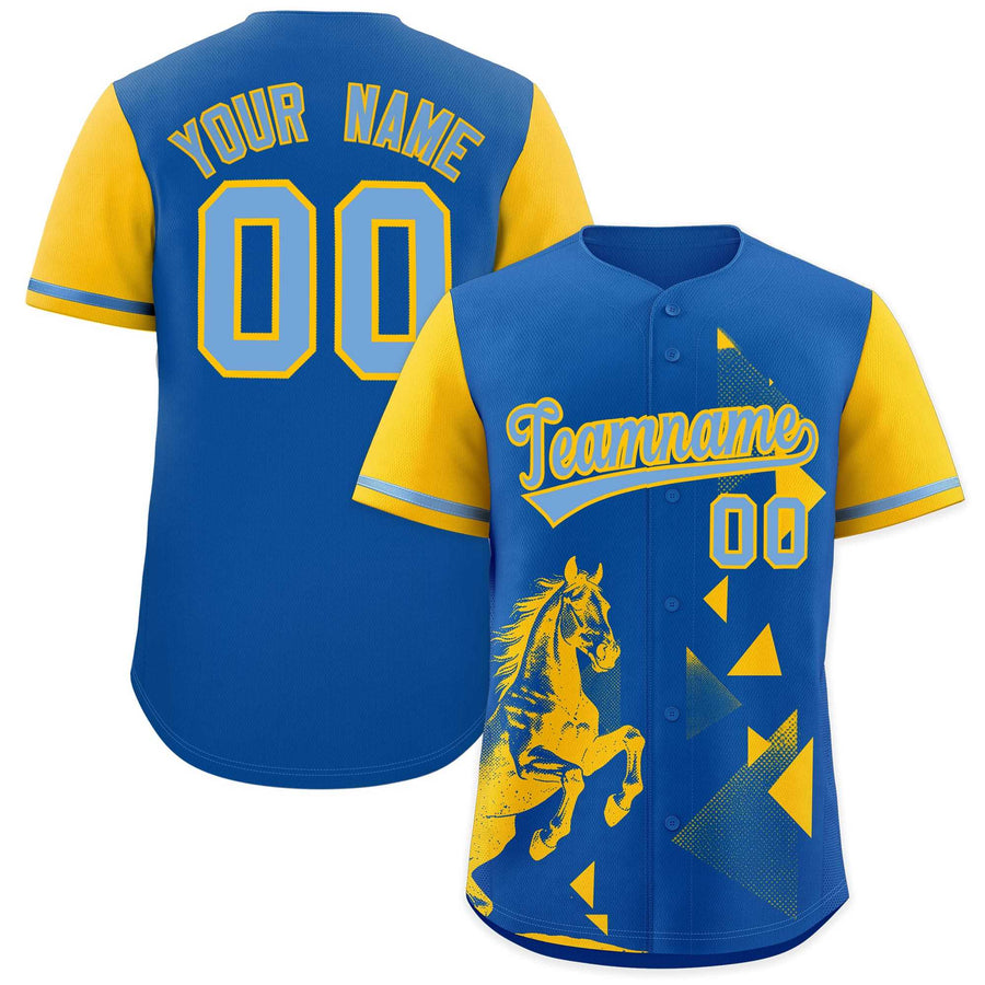 Custom Yellow Royal Raptor Series Raglan Sleeves Breathable Baseball Jersey | BuyFootballJersey