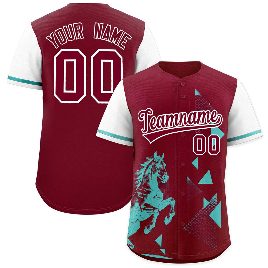 Custom White Crimson Raptor Series Raglan Sleeves Wrinkle-Resistant Baseball Jersey | BuyFootballJersey