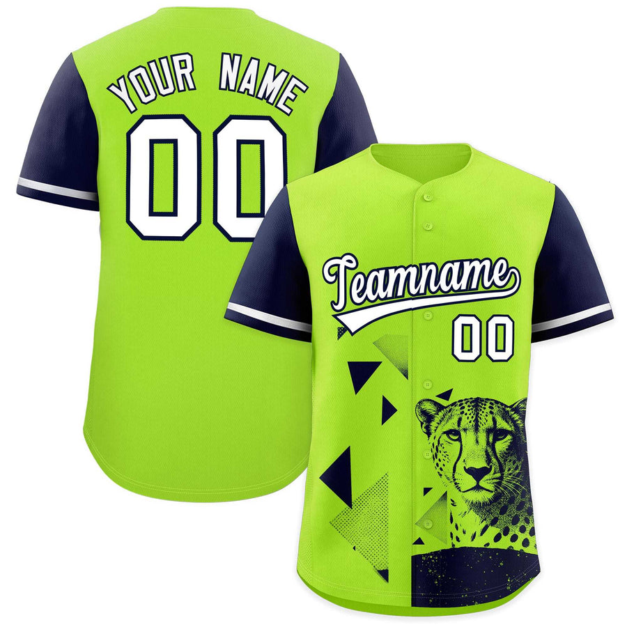 Custom Navy Neon Green Raptor Series Raglan Sleeves Casual Sports Baseball Jersey | BuyFootballJersey