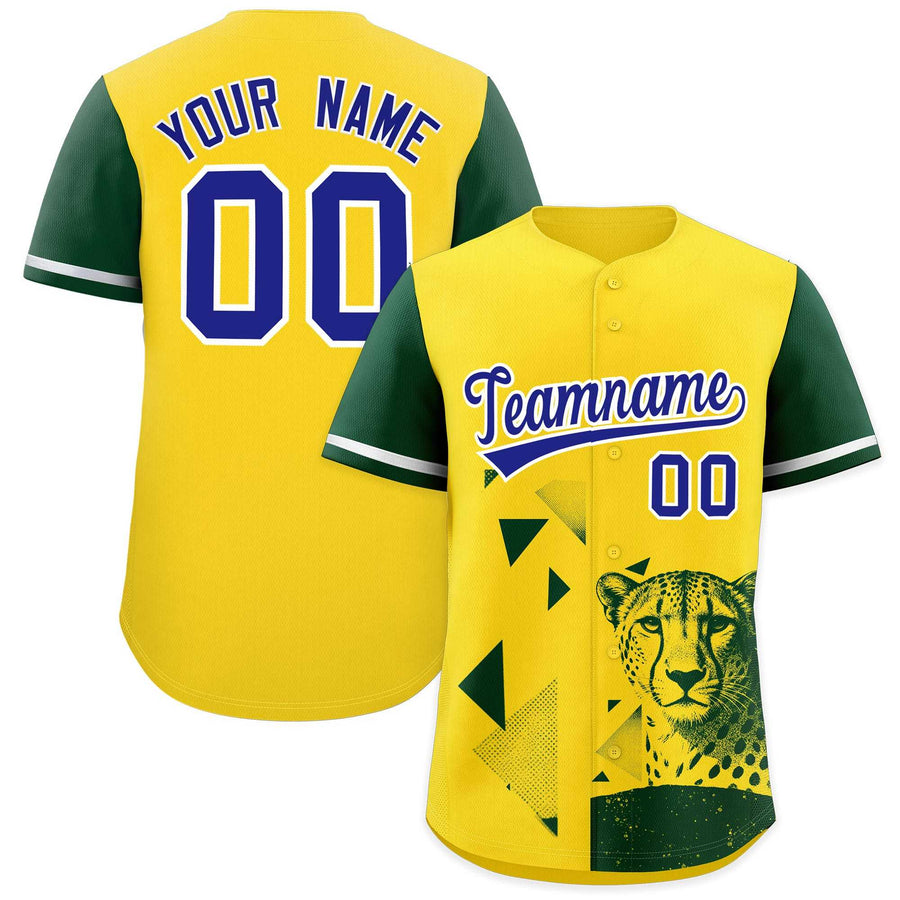 Custom Dark Green Yellow Raptor Series Raglan Sleeves Hip Hop Baseball Jersey | BuyFootballJersey