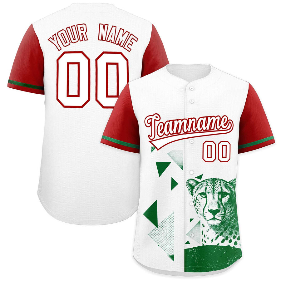 Custom Red White Raptor Series Raglan Sleeves Urban Style Baseball Jersey | BuyFootballJersey