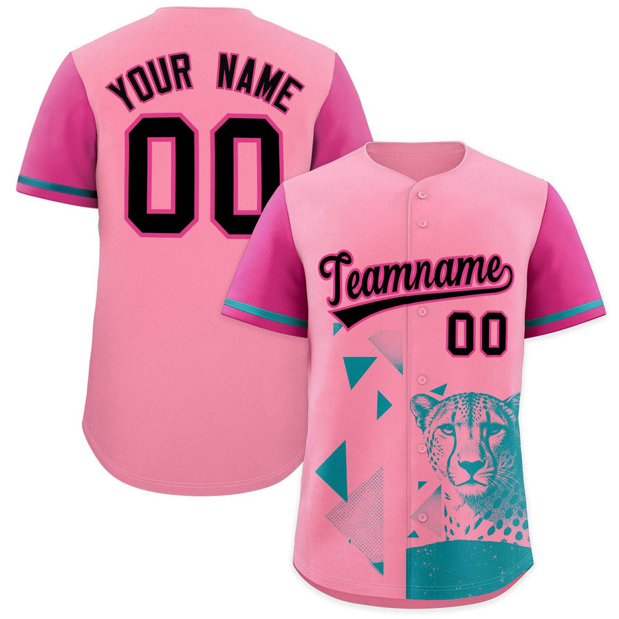 Custom Rose Red Light Pink Raptor Series Raglan Sleeves Breathable Baseball Jersey | BuyFootballJersey