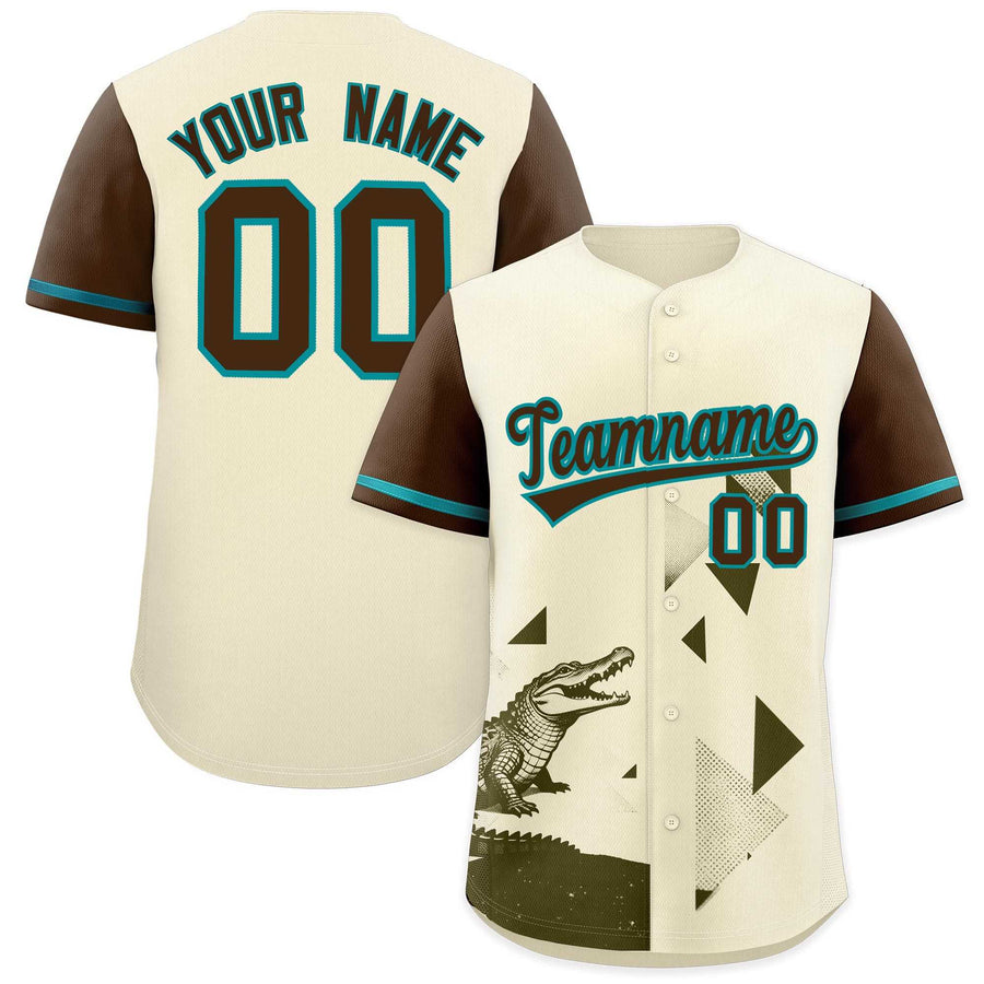 Custom Light Brown Cream Raptor Series Raglan Sleeves Drapable Baseball Jersey | BuyFootballJersey