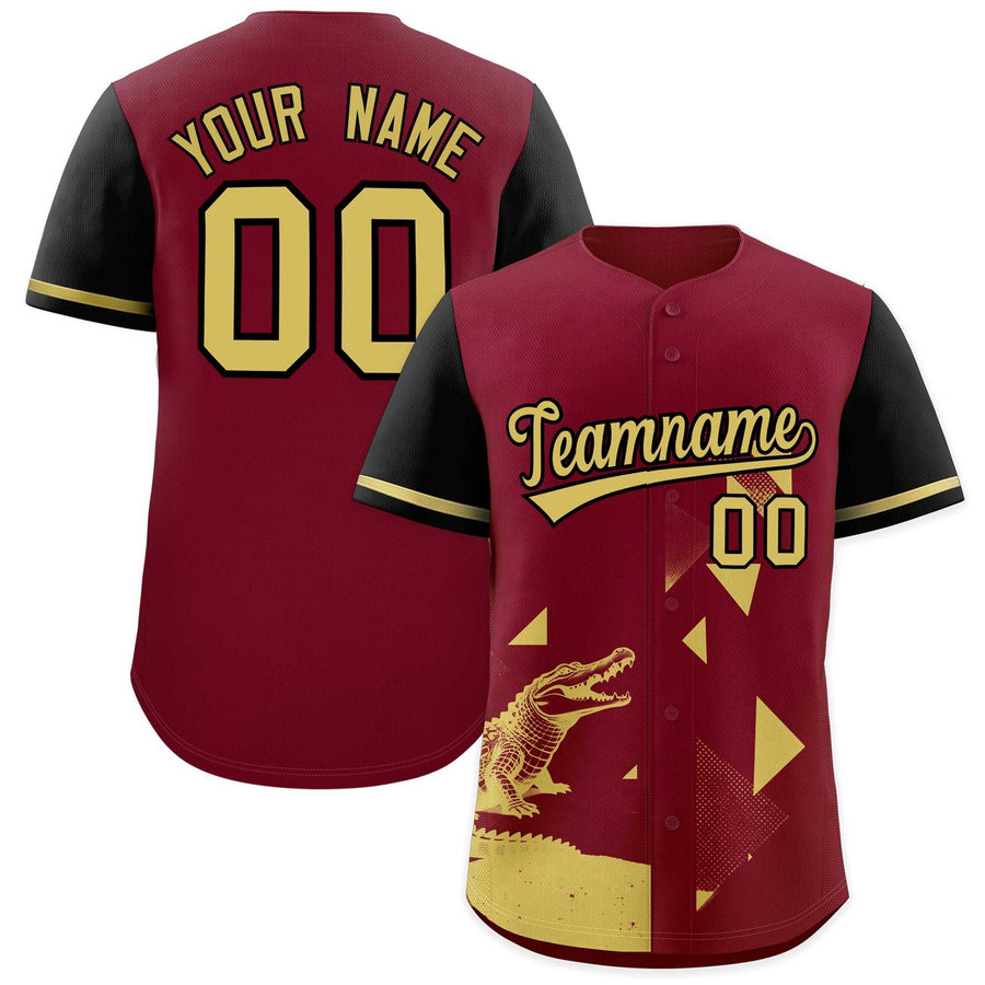 Custom Black Crimson Raptor Series Raglan Sleeves Street Style Baseball Jersey | BuyFootballJersey