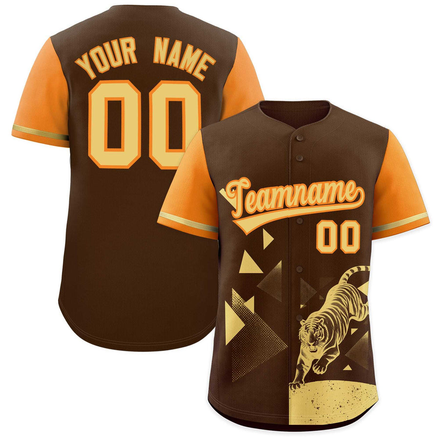 Custom Orange Brown Raptor Series Raglan Sleeves Urban Style Baseball Jersey | BuyFootballJersey