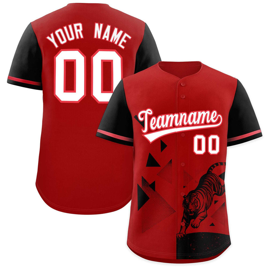 Custom Black Red Raptor Series Raglan Sleeves Lightweight Baseball Jersey | BuyFootballJersey