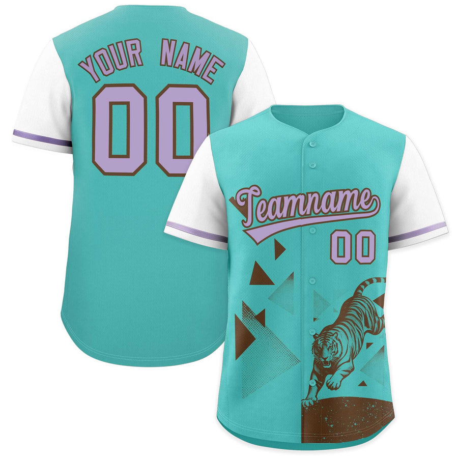 Custom White Teal Raptor Series Raglan Sleeves Breathable Baseball Jersey | BuyFootballJersey