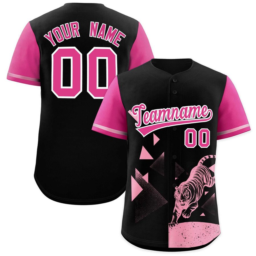 Custom Rose Red Black Raptor Series Raglan Sleeves Wrinkle-Resistant Baseball Jersey | BuyFootballJersey