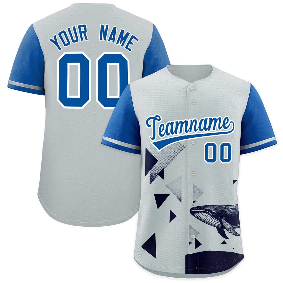 Custom Royal Silver Raptor Series Raglan Sleeves Street Style Baseball Jersey | BuyFootballJersey
