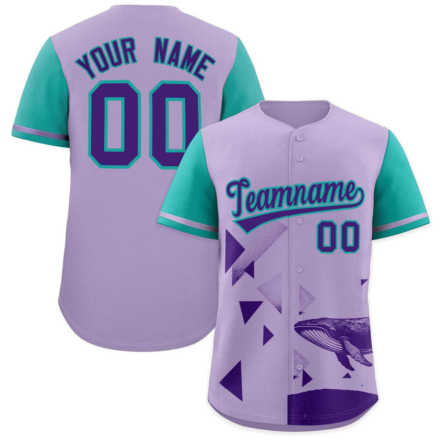 Custom Aqua Light Purple Raptor Series Raglan Sleeves Lightweight Baseball Jersey | BuyFootballJersey