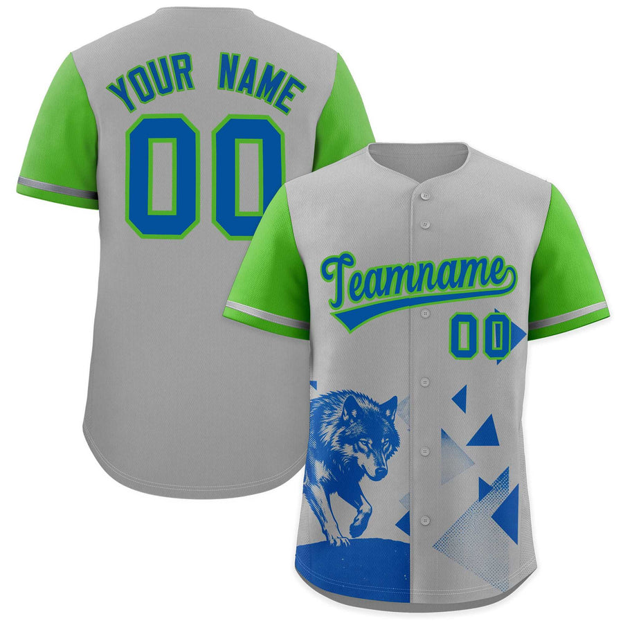 Custom Light Green Gray Raptor Series Raglan Sleeves Street Style Baseball Jersey | BuyFootballJersey