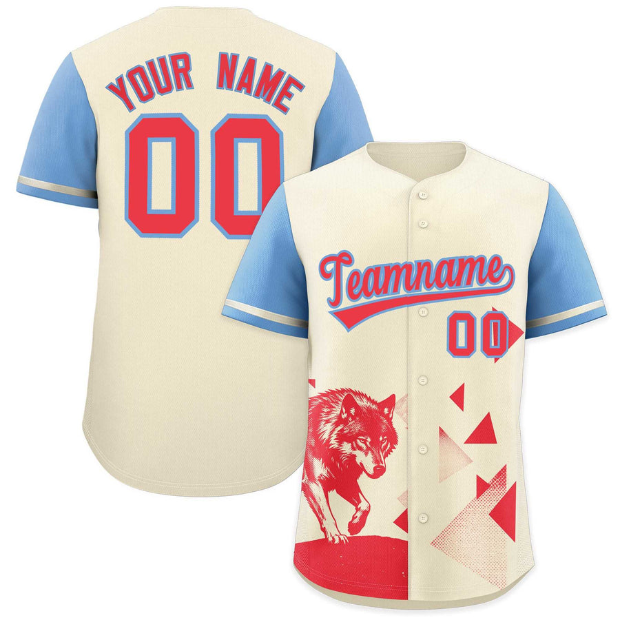 Custom Powder Blue Light Khaki Raptor Series Raglan Sleeves Casual Sports Baseball Jersey | BuyFootballJersey
