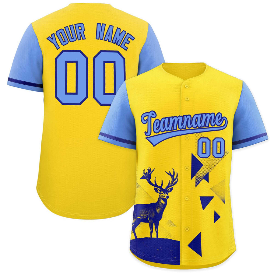 Custom Light Blue Gold Raptor Series Raglan Sleeves Lightweight Baseball Jersey | BuyFootballJersey