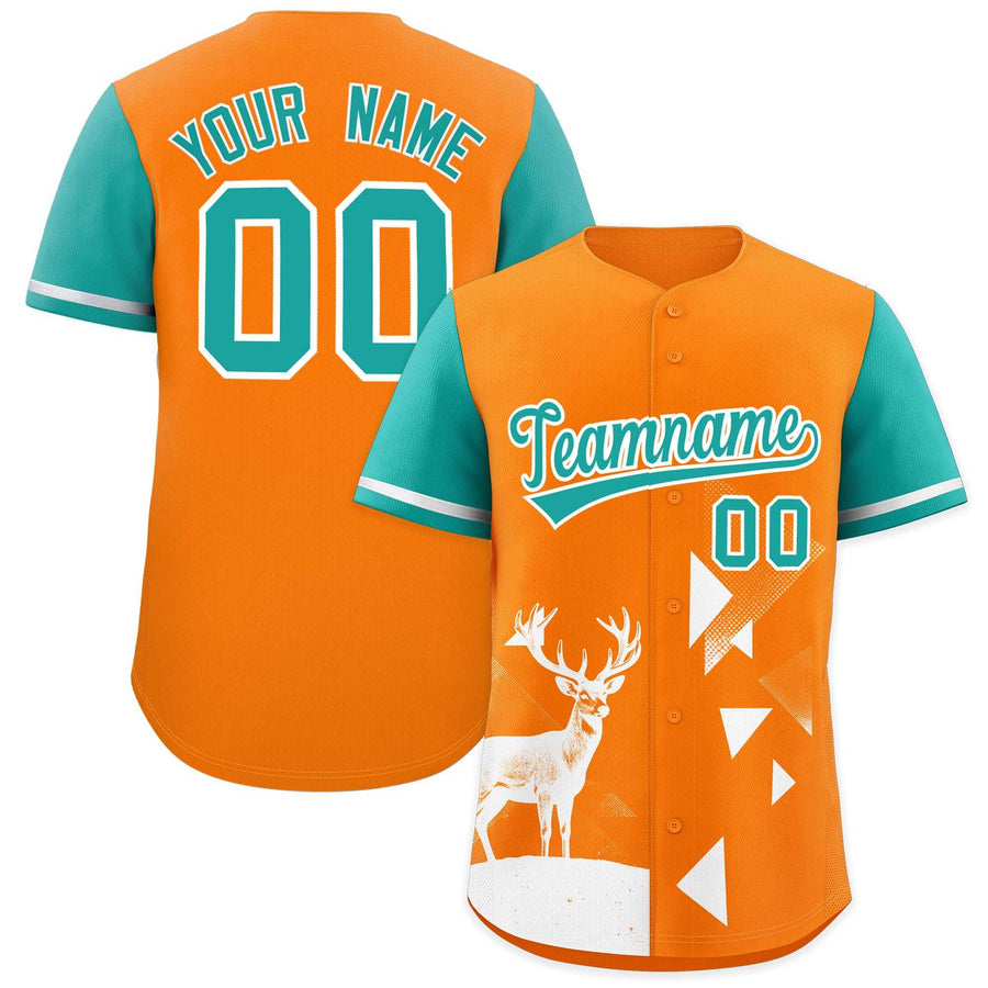 Custom Aqua Orange Raptor Series Raglan Sleeves Breathable Baseball Jersey | BuyFootballJersey