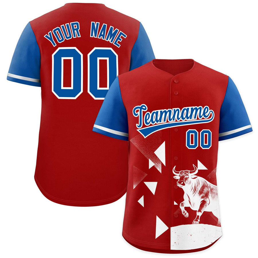 Custom Royal Red Raptor Series Raglan Sleeves Street Style Baseball Jersey | BuyFootballJersey