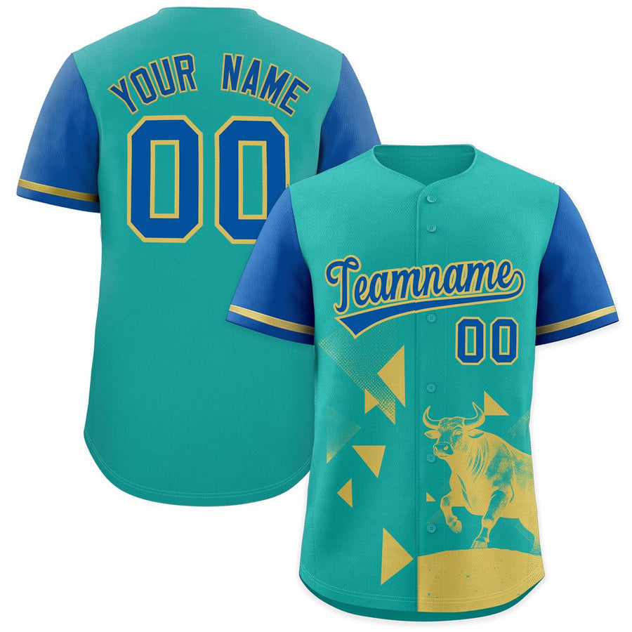 Custom Royal Aqua Raptor Series Raglan Sleeves Urban Style Baseball Jersey | BuyFootballJersey