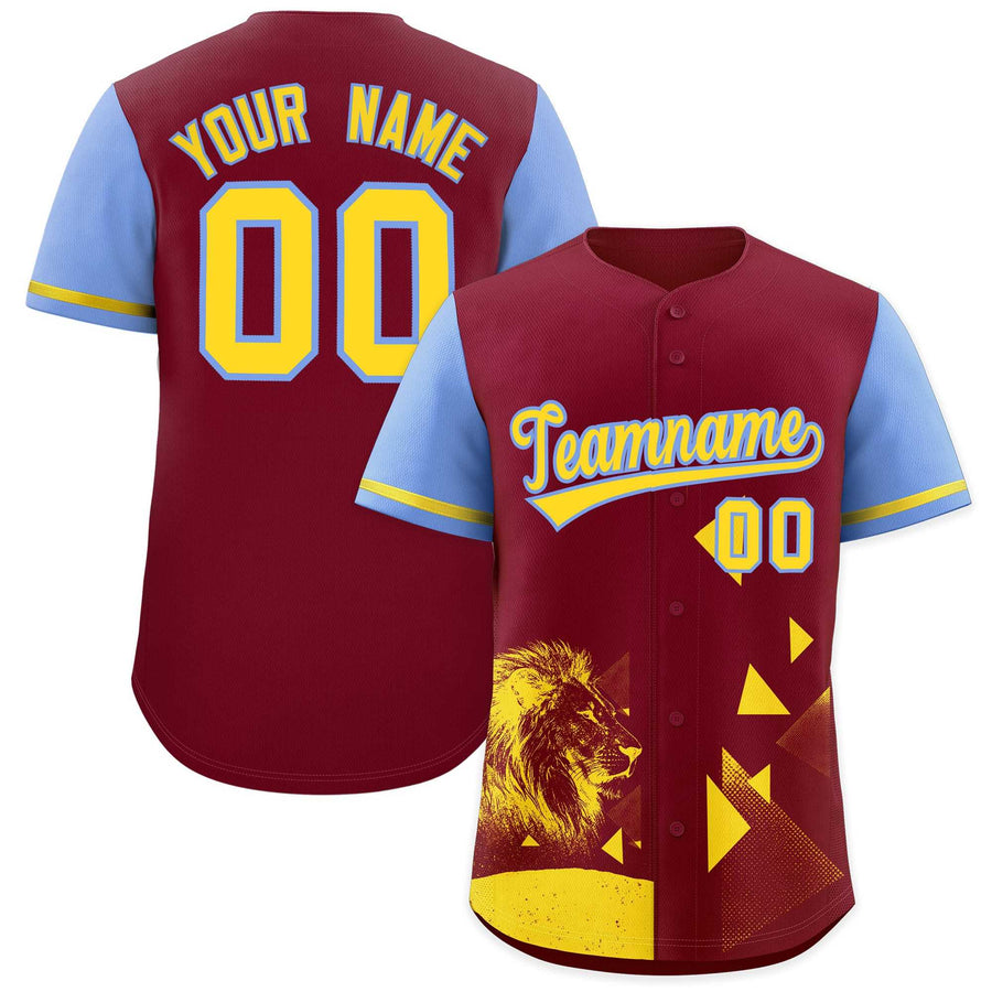 Custom Light Blue Crimson Raptor Series Raglan Sleeves Breathable Baseball Jersey | BuyFootballJersey