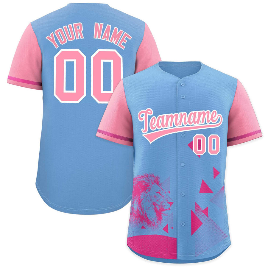 Custom Powder Blue Light Pink Raptor Series Raglan Sleeves Wrinkle-Resistant Baseball Jersey | BuyFootballJersey