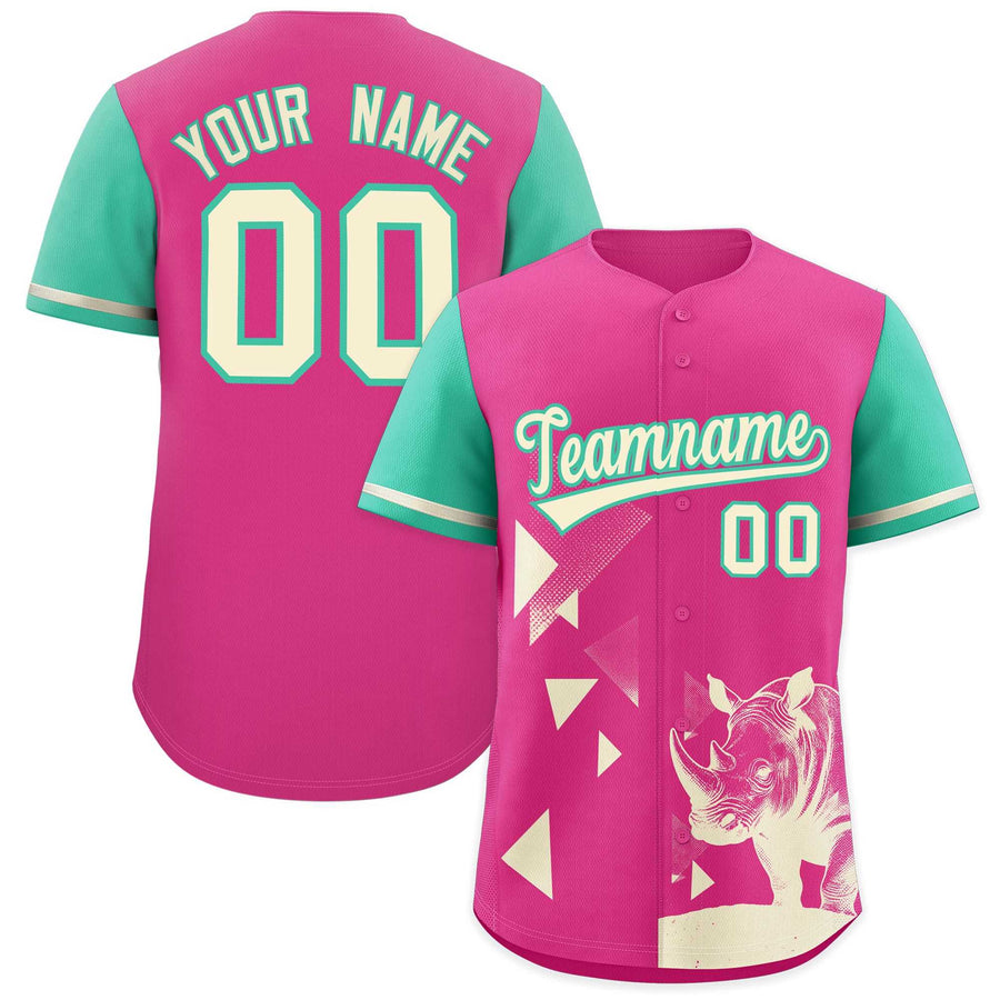 Custom Green Rose Red Raptor Series Raglan Sleeves Breathable Baseball Jersey | BuyFootballJersey