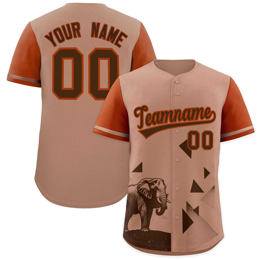 Custom Dark Orange Coffee Raptor Series Raglan Sleeves Hip Hop Baseball Jersey | BuyFootballJersey