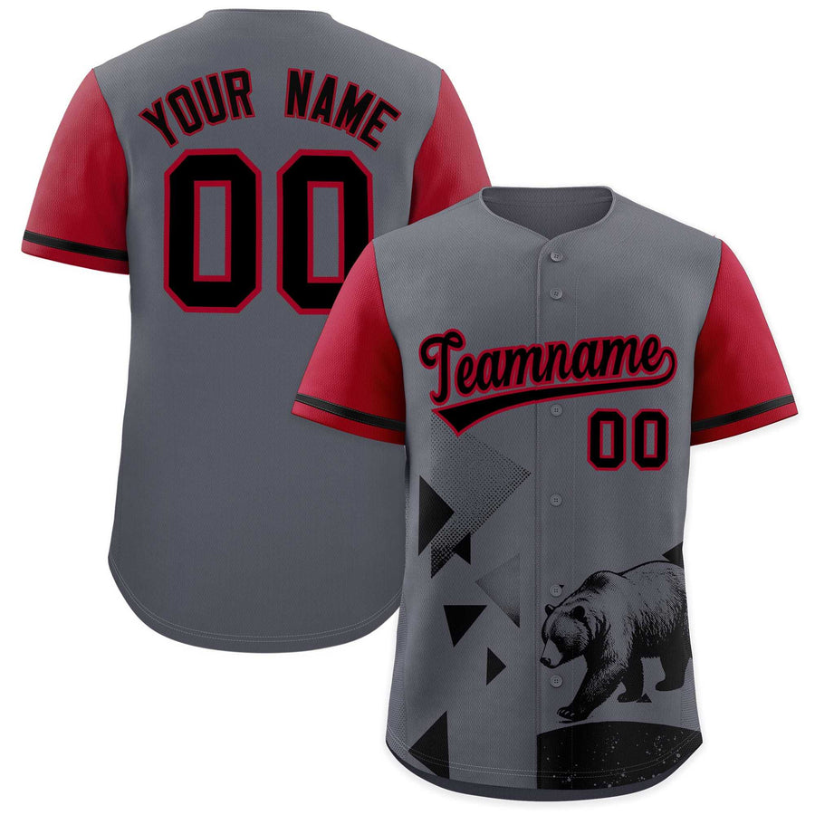 Custom Gray Scarlet Raptor Series Raglan Sleeves Urban Style Baseball Jersey | BuyFootballJersey