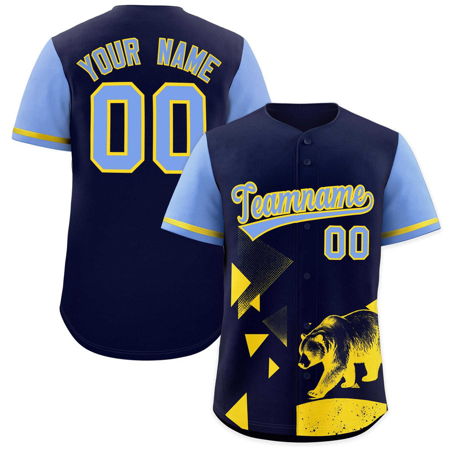 Custom Light Blue Midnight Blue Raptor Series Raglan Sleeves Lightweight Baseball Jersey | BuyFootballJersey