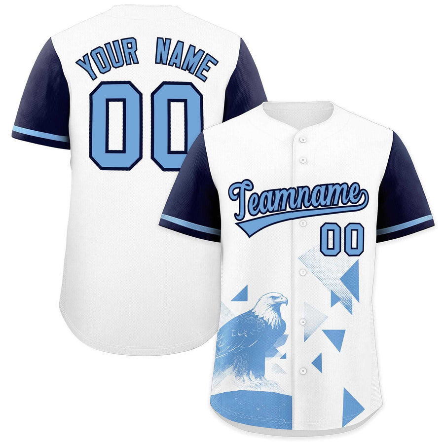 Custom Navy White Raptor Series Raglan Sleeves Hip Hop Baseball Jersey | BuyFootballJersey
