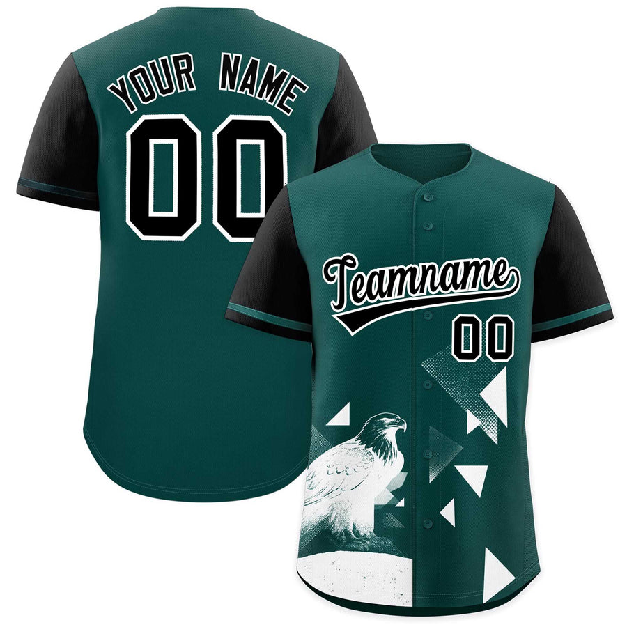 Custom Black Midnight Green Raptor Series Raglan Sleeves Lightweight Baseball Jersey | BuyFootballJersey