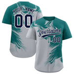 Custom Aqua Gray Personalized Ink Pattern Baseball Jersey | BuyFootballJersey