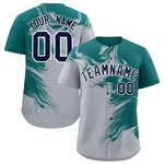 Custom Aqua Gray Personalized Ink Pattern Baseball Jersey | BuyFootballJersey