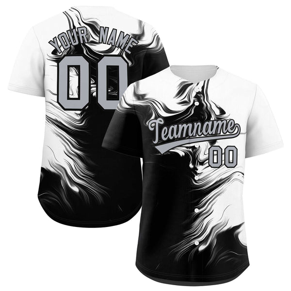 Custom White Black Personalized Ink Pattern Baseball Jersey | BuyFootballJersey