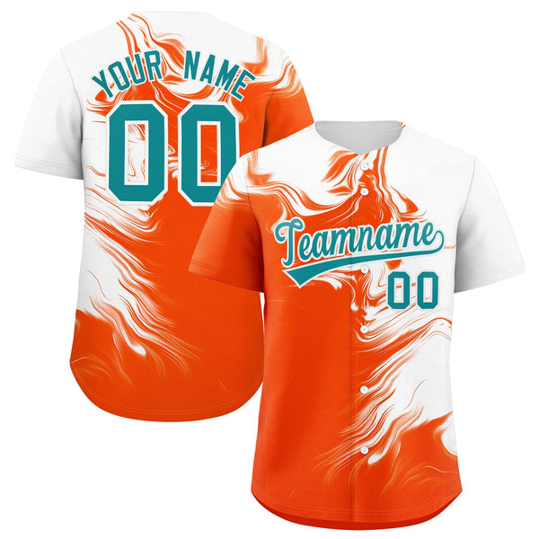 Custom White Orange Personalized Ink Pattern Baseball Jersey | BuyFootballJersey