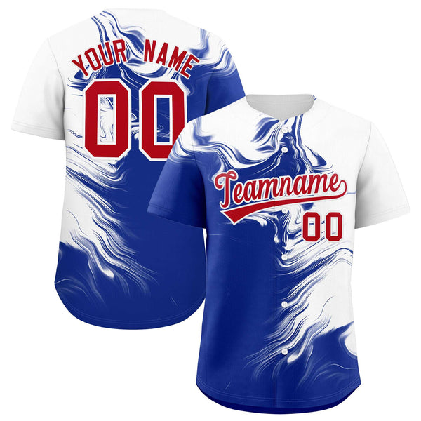 Custom White Royal Personalized Ink Pattern Baseball Jersey | BuyFootballJersey