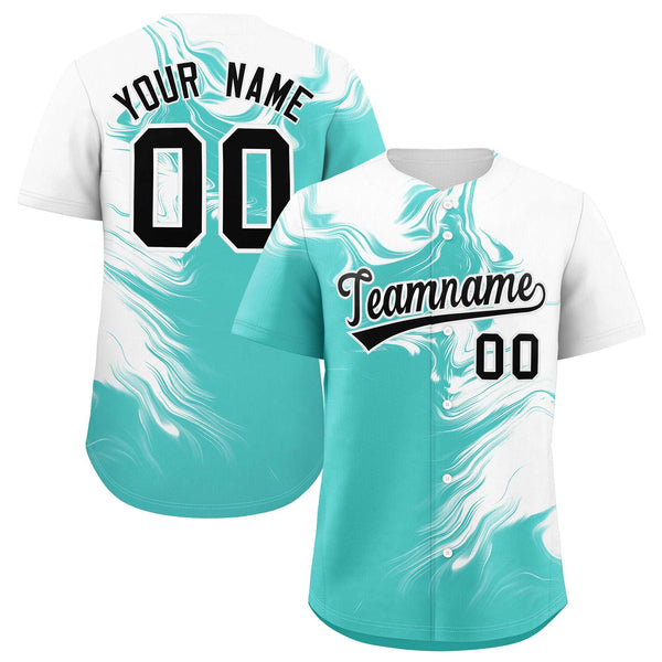 Custom White Bright Green Personalized Ink Pattern Baseball Jersey | BuyFootballJersey