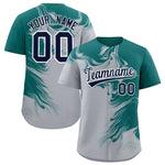 Custom Aqua Gray Personalized Ink Pattern Baseball Jersey | BuyFootballJersey
