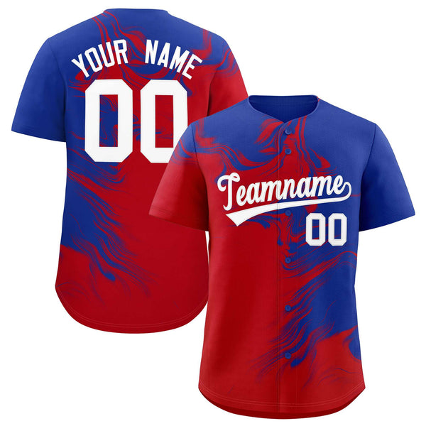 Custom Royal Red Personalized Ink Pattern Baseball Jersey | BuyFootballJersey