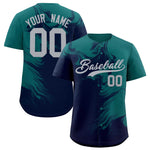 Custom Aqua Navy Personalized Ink Pattern Baseball Jersey | BuyFootballJersey