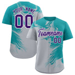 Custom Aqua Gray Personalized Ink Pattern Baseball Jersey | BuyFootballJersey