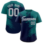 Custom Aqua Navy Personalized Ink Pattern Baseball Jersey | BuyFootballJersey