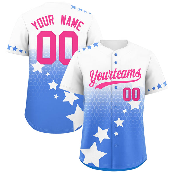 Custom White Powder Blue Pink Rising Stars Series Gradient Fashion Baseball Jersey | BuyFootballJersey