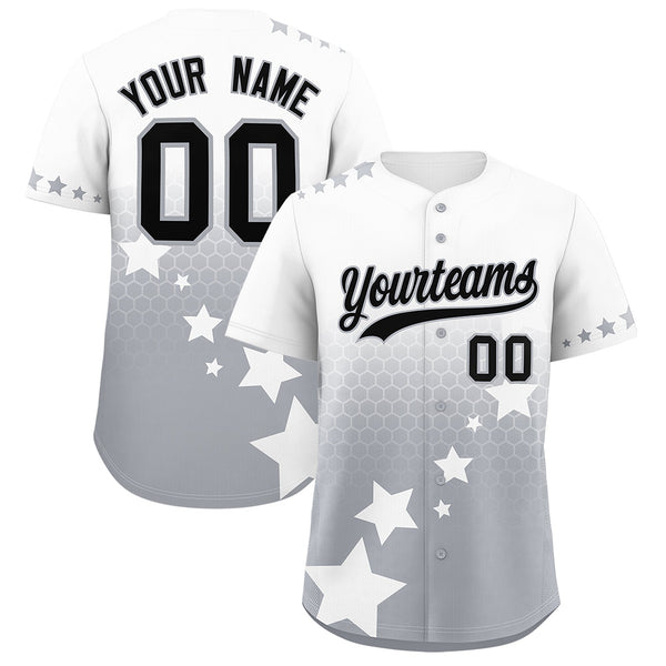 Custom White Gray Black Rising Stars Series Gradient Fashion Baseball Jersey | BuyFootballJersey