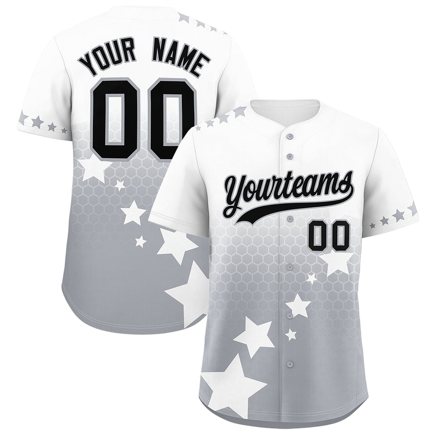 Custom White Gray Black Rising Stars Series Gradient Fashion Baseball Jersey | BuyFootballJersey