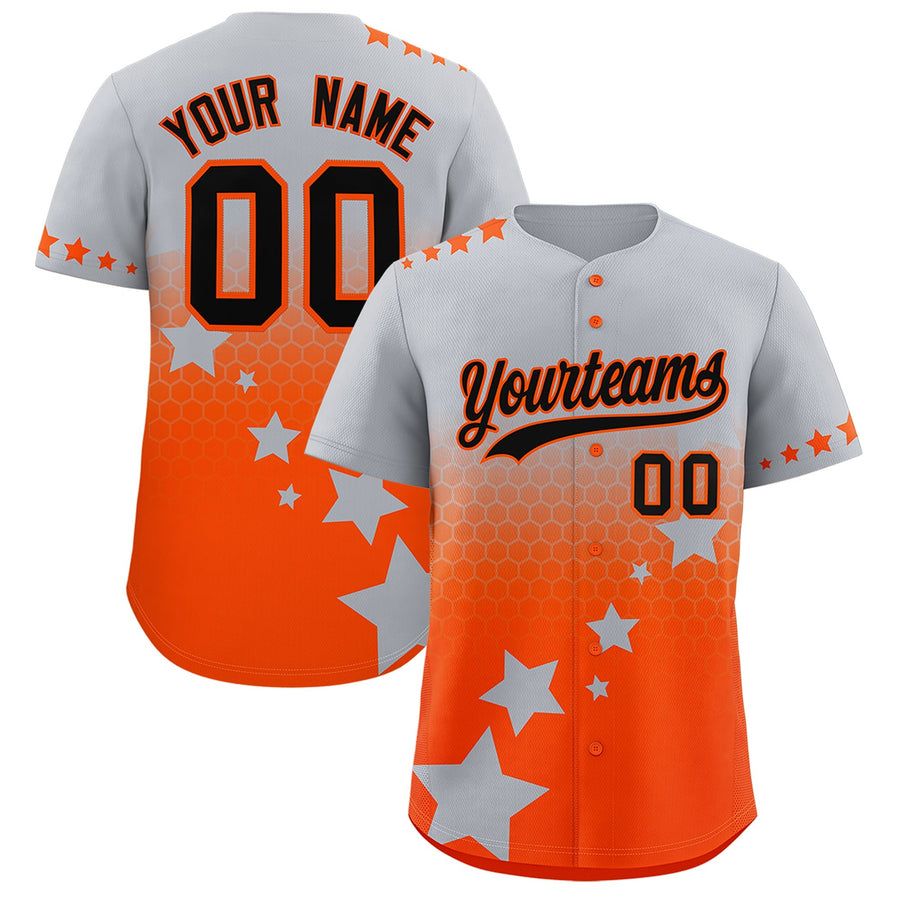 Custom Gray Orange Black Rising Stars Series Gradient Fashion Baseball Jersey | BuyFootballJersey