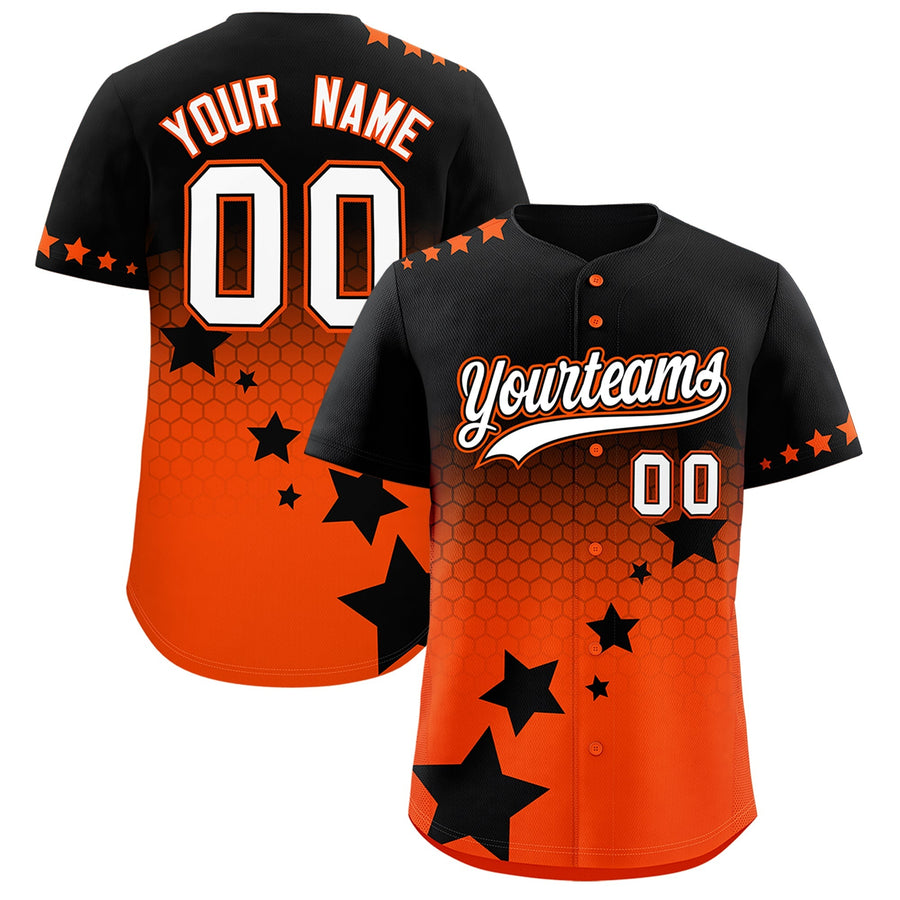 Custom Black Orange White Rising Stars Series Gradient Fashion Baseball Jersey | BuyFootballJersey