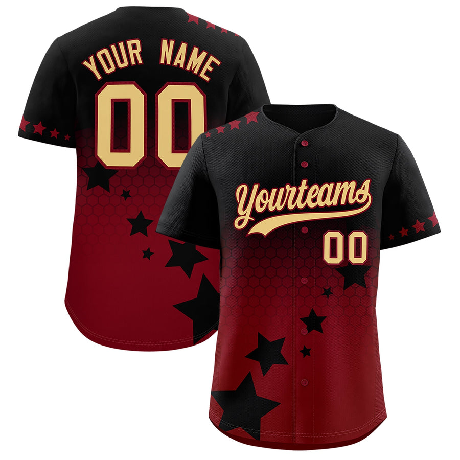 Custom Black Crimson Khaki Rising Stars Series Gradient Fashion Baseball Jersey | BuyFootballJersey