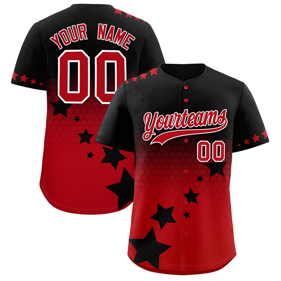 Custom Black Red White Rising Stars Series Gradient Fashion Baseball Jersey | BuyFootballJersey