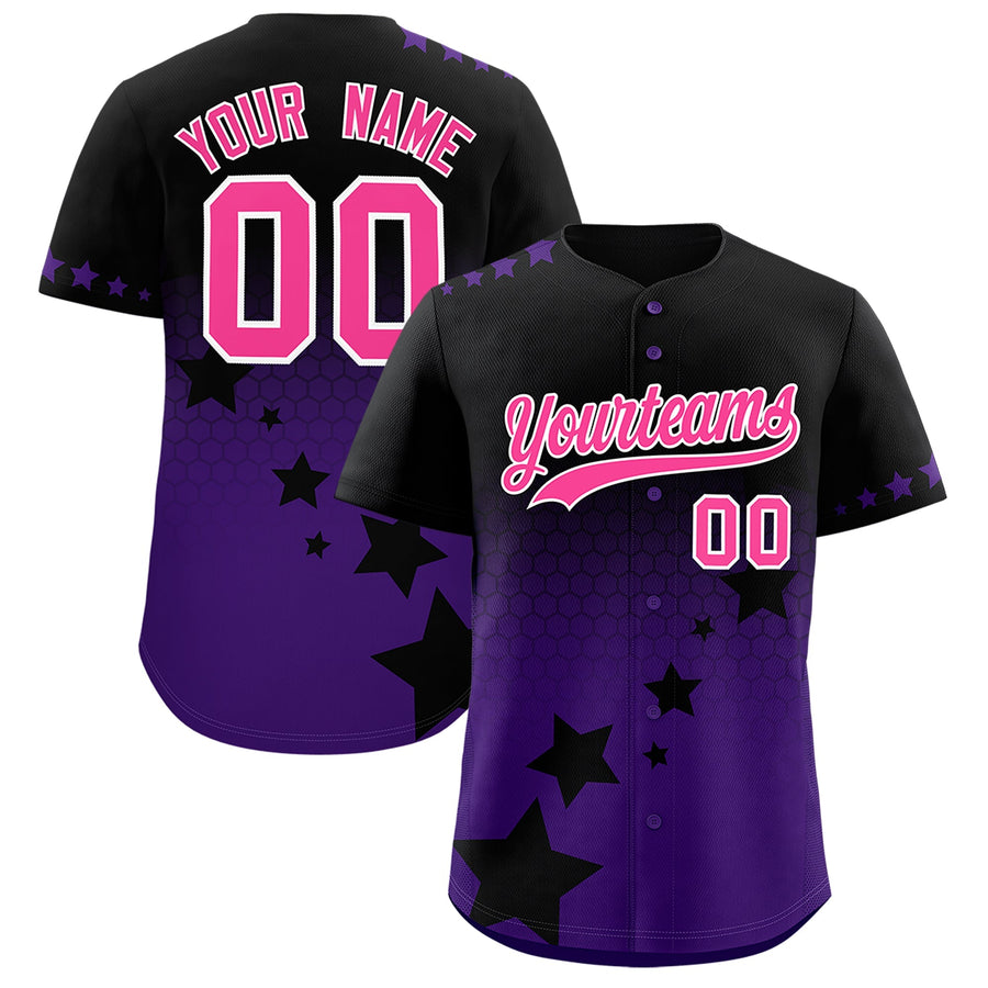 Custom Black Purple Pink Rising Stars Series Gradient Fashion Baseball Jersey | BuyFootballJersey