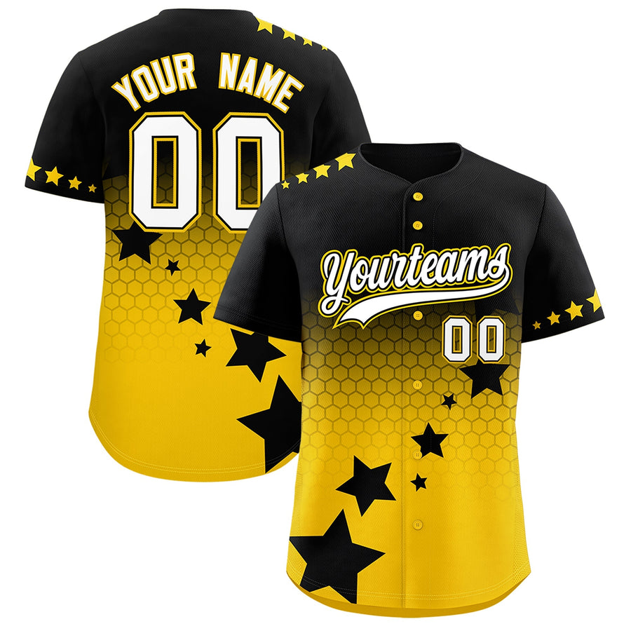 Custom Black Gold White Rising Stars Series Gradient Fashion Baseball Jersey | BuyFootballJersey